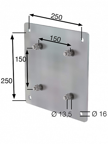 MUNK Günzburger Adapterplatte für Steigleitern / Material: Stahl feuerverzinkt / Bohrungsabstand Befestigung: 150 x 150 mm