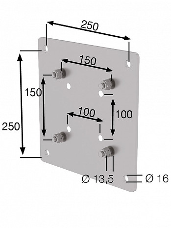 MUNK Günzburger Adapterplatte für Steigleitern / Material: Edelstahl / Bohrungsabstand Befestigung: 100 x 100 mm, 150 x 150 mm