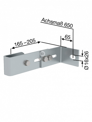 MUNK Günzburger Wandhalter, verstellbar 165-205 mm für Steigleitern / Material: Stahl verzinkt