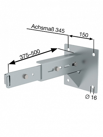 MUNK Günzburger Wandhalter mit Klemmbügel, verstellbar 375-500 mm für Steigleitern / Material: Stahl verzinkt