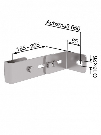 MUNK Günzburger Wandhalter, verstellbar 165-205 mm für Steigleitern / Material: Edelstahl