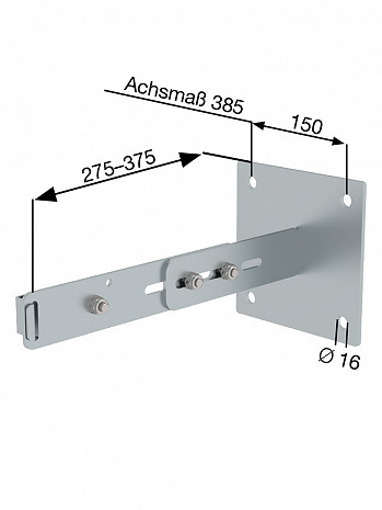 MUNK Günzburger Wandhalter mit Klemmbügel, verstellbar 275-375 mm für Steigleitern / Material: Edelstahl