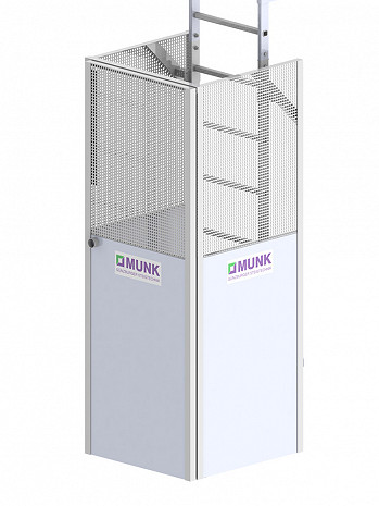 MUNK Günzburger Einhausung mit Panikschloss - Zugangssicherung für Wartungsleiter / Material: Stahl verzinkt / Aluminium blank