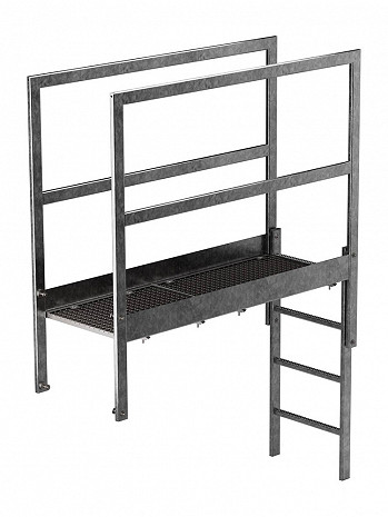 MUNK Günzburger Attika-Überstieg für Steigleitern / Länge: 1600 mm / Material: Stahl verzinkt