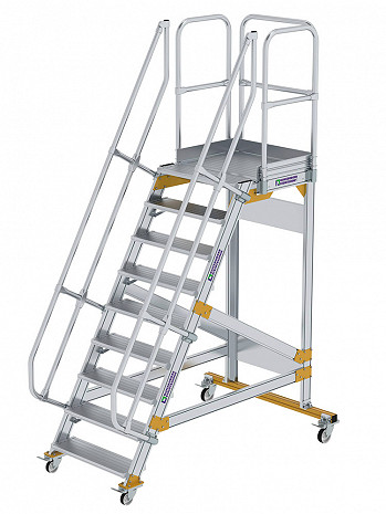 MUNK Günzburger Plattformtreppe 60 Grad, fahrbar - 9 Stufen / Stufenbreite: 0,80 m