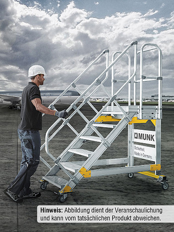 MUNK Günzburger Plattformtreppe 45 Grad, fahrbar - 13 Stufen / Stufenbreite: 0,80 m