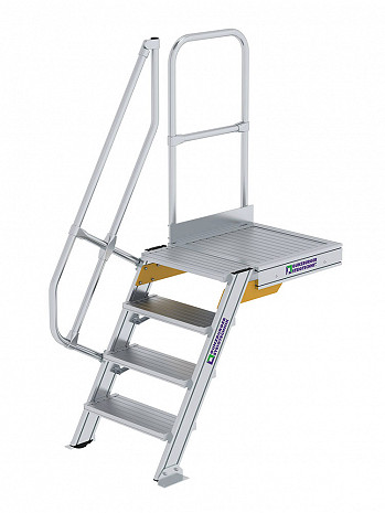 MUNK Günzburger Treppe 60 Grad mit Plattform & einseitigem Handlauf - 4 Stufen / Stufenbreite: 0,60 m