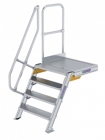 MUNK Günzburger Treppe 60 Grad mit Plattform & einseitigem Handlauf - 4 Stufen / Stufenbreite: 0,80 m