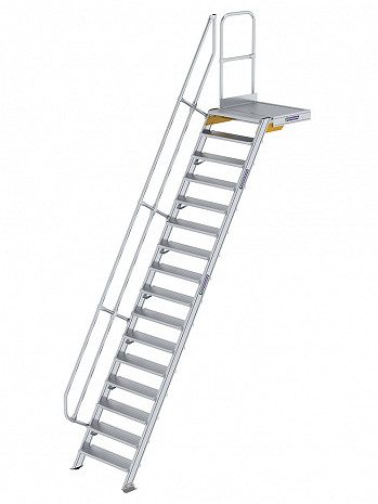 MUNK Günzburger Treppe 60 Grad mit Plattform & einseitigem Handlauf - 16 Stufen / Stufenbreite: 0,80 m