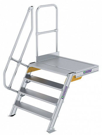 MUNK Günzburger Treppe 60 Grad mit Plattform & einseitigem Handlauf - 4 Stufen / Stufenbreite: 1,00 m