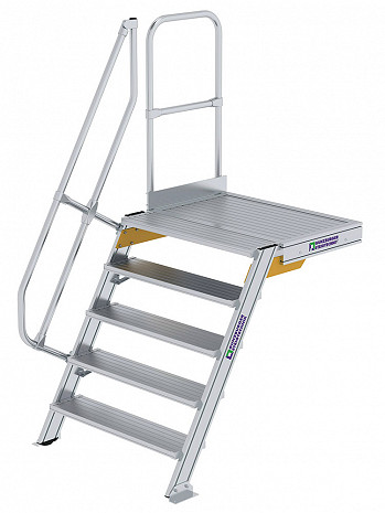 MUNK Günzburger Treppe 60 Grad mit Plattform & einseitigem Handlauf - 5 Stufen / Stufenbreite: 1,00 m