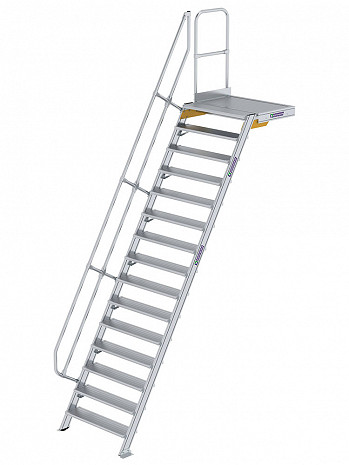 MUNK Günzburger Treppe 60 Grad mit Plattform & einseitigem Handlauf - 15 Stufen / Stufenbreite: 1,00 m