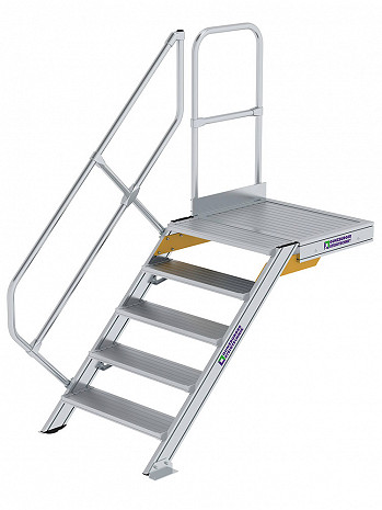MUNK Günzburger Treppe 45 Grad mit Plattform & einseitigem Handlauf - 5 Stufen / Stufenbreite: 0,80 m