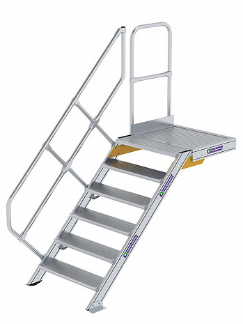 MUNK Günzburger Treppe 45 Grad mit Plattform & einseitigem Handlauf - 6 Stufen / Stufenbreite: 0,80 m