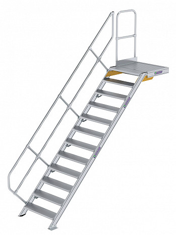MUNK Günzburger Treppe 45 Grad mit Plattform & einseitigem Handlauf - 12 Stufen / Stufenbreite: 0,80 m