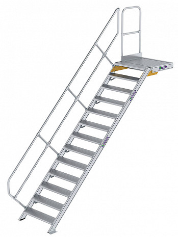MUNK Günzburger Treppe 45 Grad mit Plattform & einseitigem Handlauf - 13 Stufen / Stufenbreite: 0,80 m