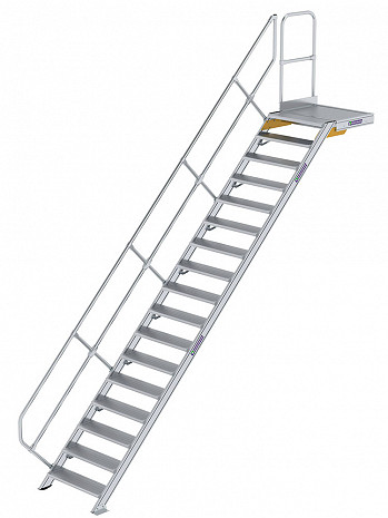 MUNK Günzburger Treppe 45 Grad mit Plattform & einseitigem Handlauf - 17 Stufen / Stufenbreite: 0,80 m