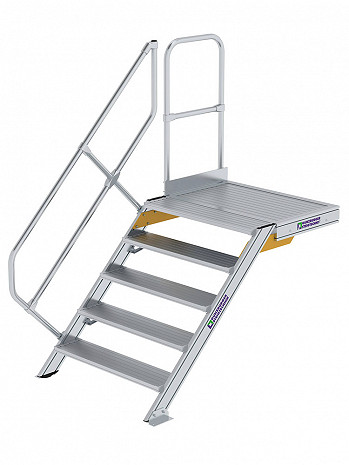 MUNK Günzburger Treppe 45 Grad mit Plattform & einseitigem Handlauf - 5 Stufen / Stufenbreite: 1,00 m