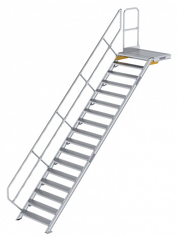 MUNK Günzburger Treppe 45 Grad mit Plattform & einseitigem Handlauf - 17 Stufen / Stufenbreite: 1,00 m