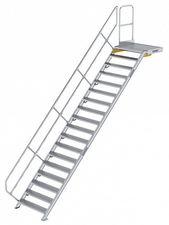 MUNK Günzburger Treppe 45 Grad mit Plattform & einseitigem Handlauf - 18 Stufen / Stufenbreite: 1,00 m