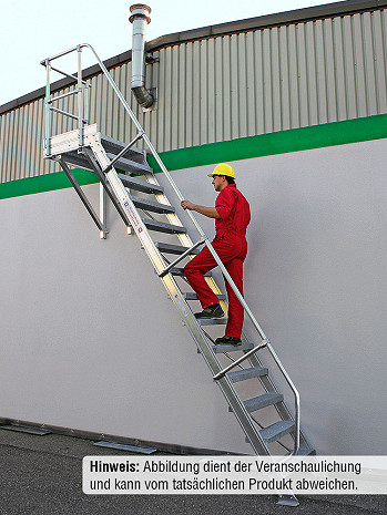 MUNK Günzburger Treppe 60 Grad mit Plattform & einseitigem Handlauf - 4 Stufen / Stufenbreite: 1,00 m