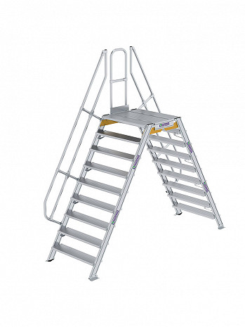 MUNK Günzburger Überstieg 60 Grad mit einseitigem Handlauf - 2x9 Stufen / Stufenbreite: 1,00 m