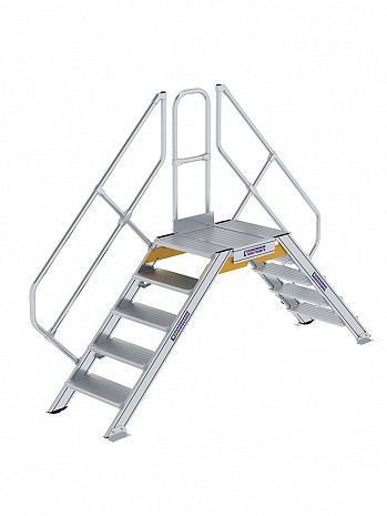 MUNK Günzburger Überstieg 45 Grad mit einseitigem Handlauf - 2x5 Stufen / Stufenbreite: 0,60 m