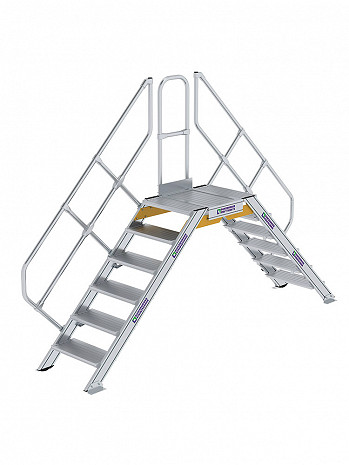 MUNK Günzburger Überstieg 45 Grad mit einseitigem Handlauf - 2x6 Stufen / Stufenbreite: 0,60 m