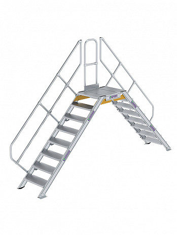 MUNK Günzburger Überstieg 45 Grad mit einseitigem Handlauf - 2x8 Stufen / Stufenbreite: 0,60 m