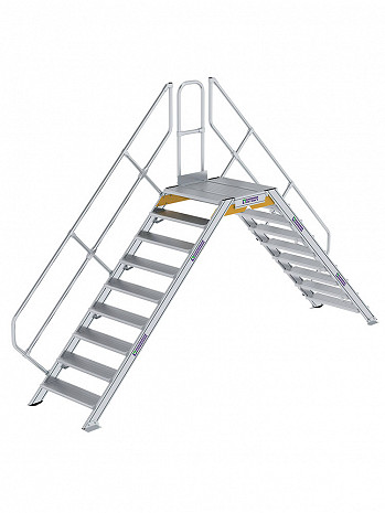 MUNK Günzburger Überstieg 45 Grad mit einseitigem Handlauf - 2x9 Stufen / Stufenbreite: 0,80 m