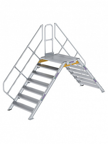 MUNK Günzburger Überstieg 45 Grad mit einseitigem Handlauf - 2x7 Stufen / Stufenbreite: 1,00 m