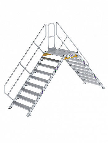 MUNK Günzburger Überstieg 45 Grad mit einseitigem Handlauf - 2x9 Stufen / Stufenbreite: 1,00 m