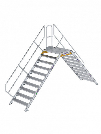 MUNK Günzburger Überstieg 45 Grad mit einseitigem Handlauf - 2x10 Stufen / Stufenbreite: 1,00 m