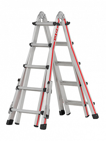 HYMER 4-teilige Teleskopleiter mit Klappauslegern - 4x5 Sprossen