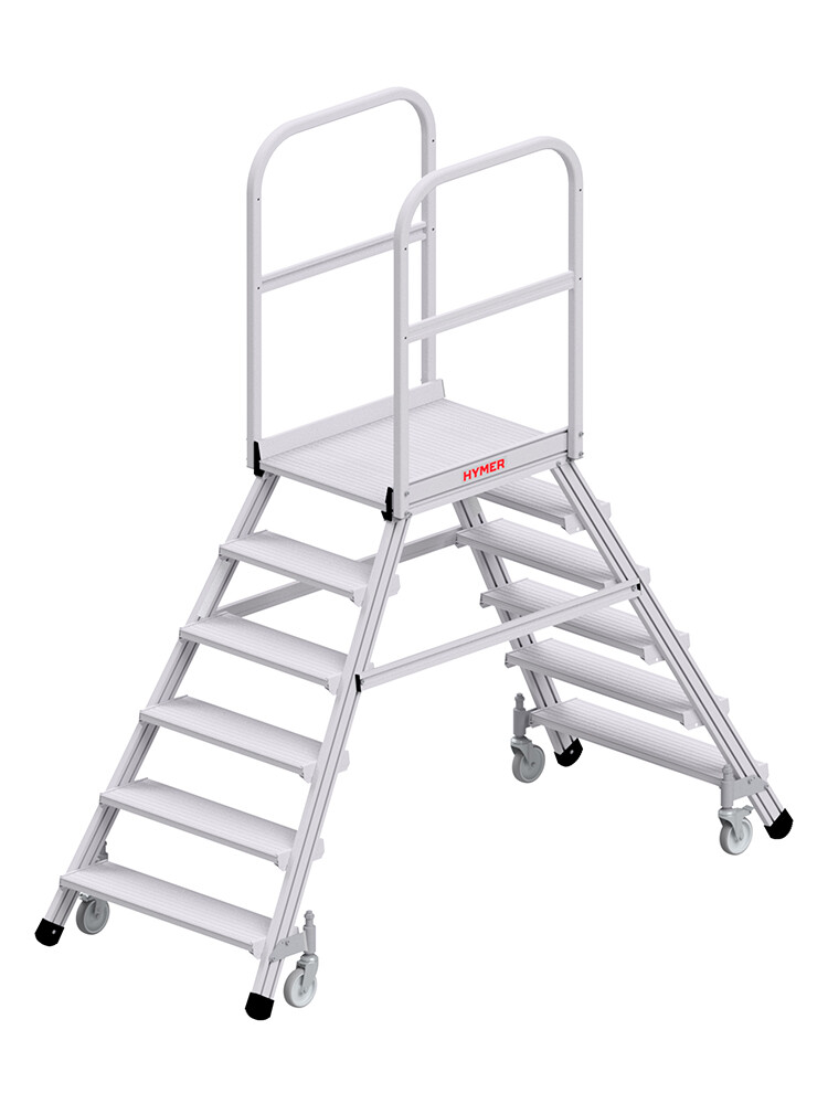 HYMER beidseitig begehbare Podesttreppe 6189 mit 2x6 Stufen und Rollen, freigestellt