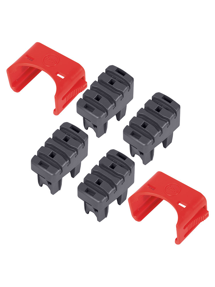 Hailo Fuß-Set (4 Stück) Stütz- und Steigholm mit roten Clipsen, Farbe: grau