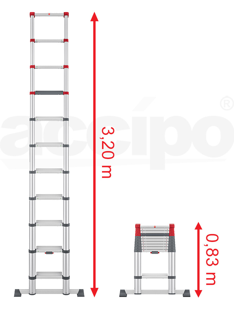 Hailo Master T100 FlexLine - Teleskopleiter mit 11 Stufen / gemäß TRBS 2121-2