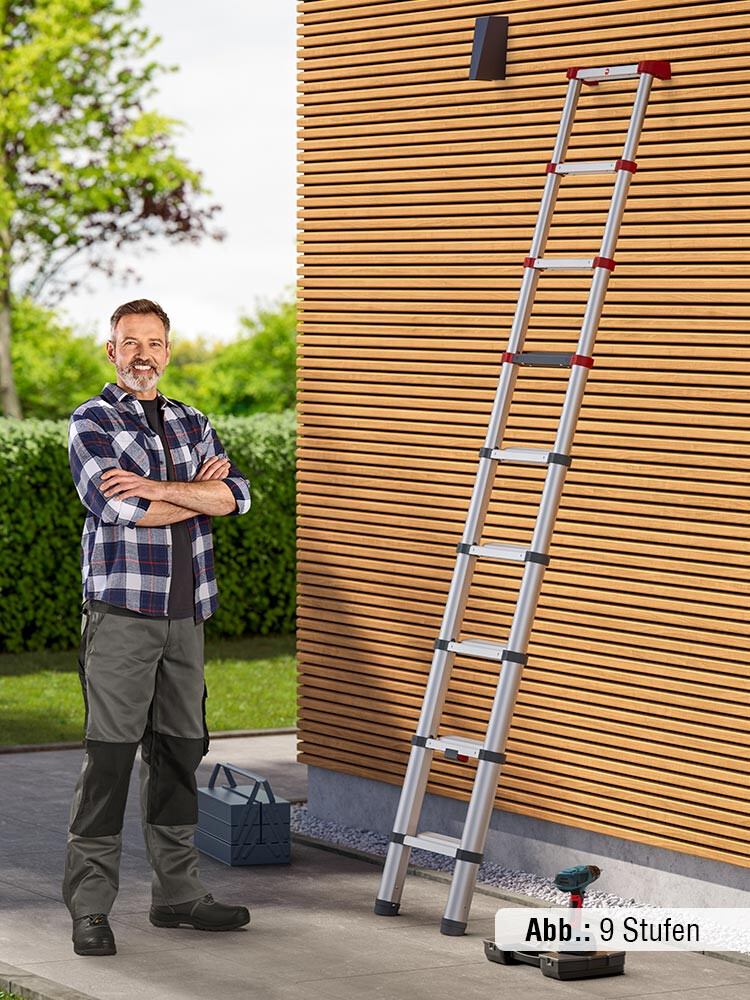 Hailo Master T100 FlexLine - Teleskopleiter mit 13 Stufen / gemäß TRBS 2121-2