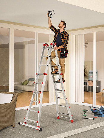Hailo M80 - Alu-Multifunktionsleiter 4x6 Sprossen