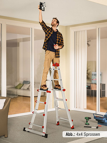 Hailo M80 - Alu-Multifunktionsleiter 4x5 Sprossen