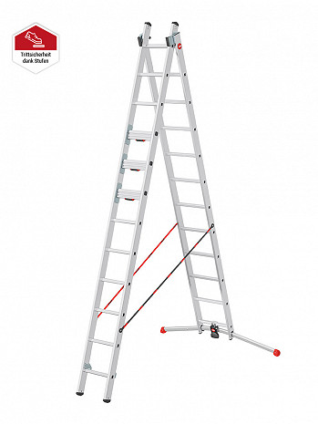 Hailo S110 Pro - Mehrzweckleiter 2x12 Sprossen mit 3 innovativen Dreh-Stufen / gemäß TRBS 2121-2