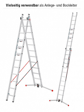 Hailo S110 Pro - Mehrzweckleiter 2x12 Sprossen mit 3 innovativen Dreh-Stufen / gemäß TRBS 2121-2