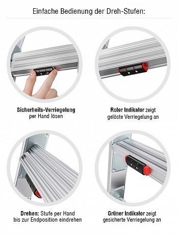 Hailo S110 Pro - Mehrzweckleiter 2x12 Sprossen mit 3 innovativen Dreh-Stufen / gemäß TRBS 2121-2