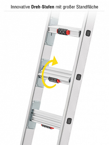 Hailo S110 Pro - Mehrzweckleiter 2x12 Sprossen mit 3 innovativen Dreh-Stufen / gemäß TRBS 2121-2