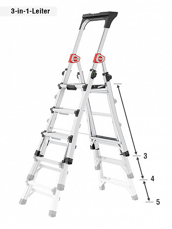 Hailo TL100 TopLine - Teleskop-Stehleiter 3-5 Stufen