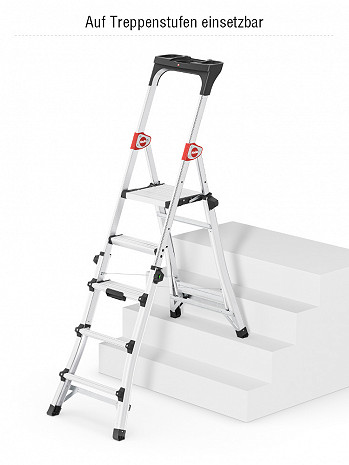 Hailo TL100 TopLine - Teleskop-Stehleiter 3-5 Stufen