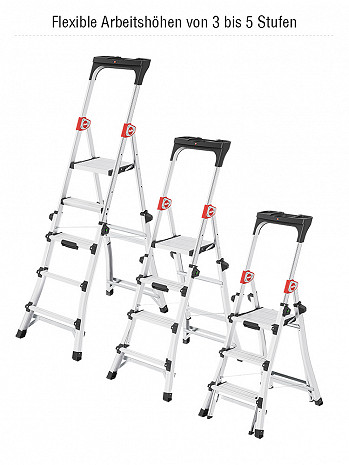 Hailo TL100 TopLine - Teleskop-Stehleiter 3-5 Stufen