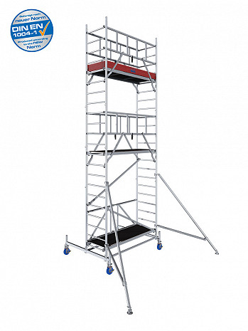 KRAUSE ProTec XS Alu-Faltgerüst AH 6,80 m & höhenverstellbare Rollen 150 mm