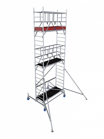 KRAUSE ProTec XS Alu-Faltgerüst AH 6,80 m & höhenverstellbare Rollen 150 mm