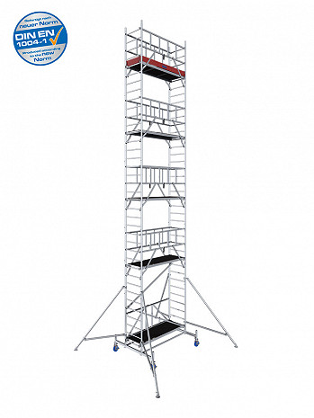 KRAUSE ProTec XS Alu-Faltgerüst AH 10,80 m & höhenverstellbare Rollen 150 mm